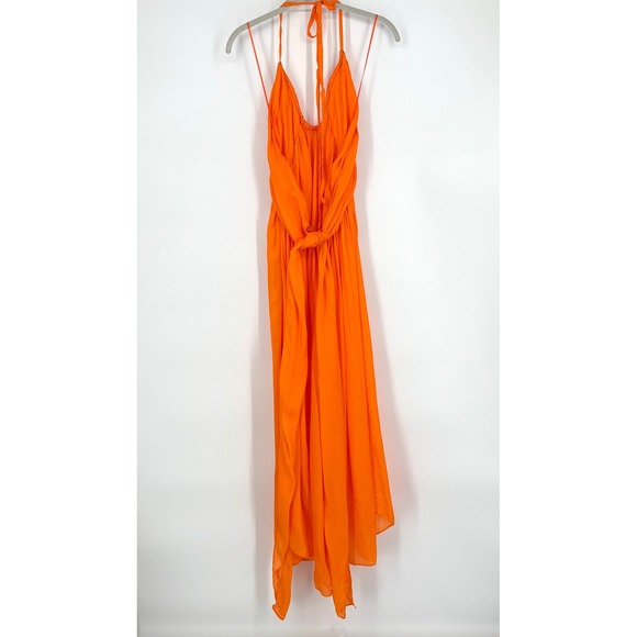 Cult Gaia Sloane Orange Halter Maxi‎ Dress Sz Large Open Back Resort Beach - Picture 10 of 13